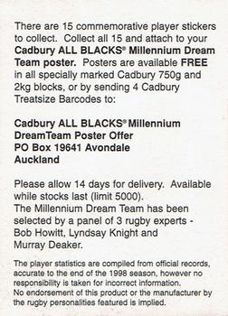 1999 Cadbury Millennium Dream Team #1 Kevin Skinner Back